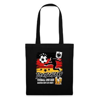 Fußball Deutschland Fussball und Bier - Stoffbeutel - Schwarz - Vorne