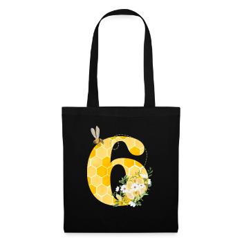 6e anniversaire abeille - Sac en tissu - noir - Devant