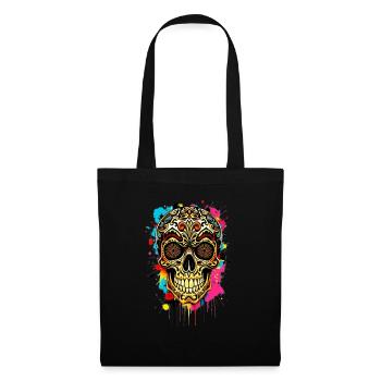 Colorful Calavera - Stoffbeutel - Schwarz - Vorne