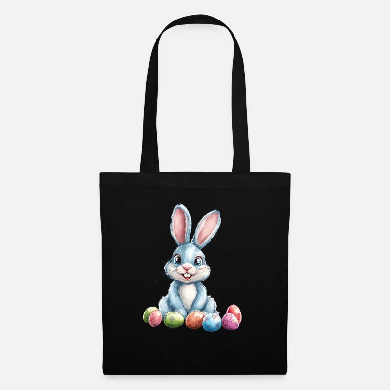 Osterhase - Stoffbeutel - Schwarz
