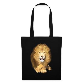 Lion couché, détendu - Sac en tissu - noir - Devant