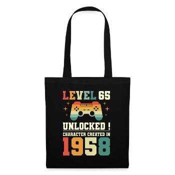 Level 65 Geburtstagsspieler 65 Jahre - Stoffbeutel - Schwarz - Vorne