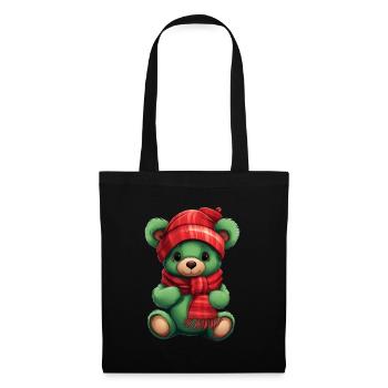 Ours en peluche d’hiver - Sac en tissu - noir - Devant