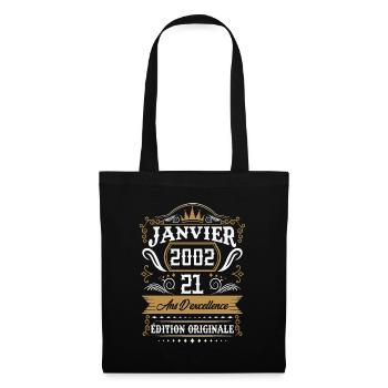 Janvier 2002 21 Ans Rétro Cadeau D'anniversaire - Sac en tissu - noir - Devant