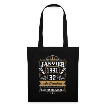 Janvier 1991 32 Ans Rétro Cadeau D'anniversaire - Sac en tissu - noir - Devant