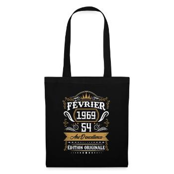 Février 1969 54 Ans Rétro Cadeau D'anniversaire - Sac en tissu - noir - Devant