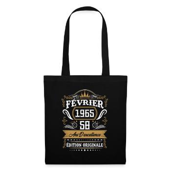 Février 1965 58 Ans Rétro Cadeau D'anniversaire - Sac en tissu - noir - Devant