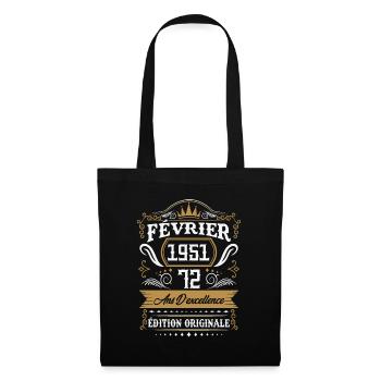 Février 1951 72 Ans Rétro Cadeau D'anniversaire - Sac en tissu - noir - Devant