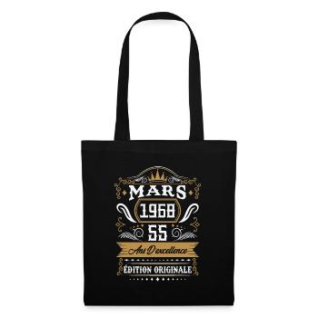Mars 1968 55 Ans Rétro Cadeau D'anniversaire - Sac en tissu - noir - Devant