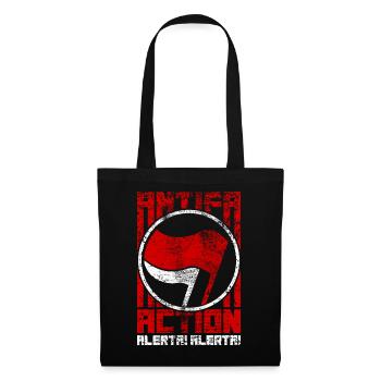 Antifa Action – Alerta! Alerta! (red-white) - Stoffbeutel - Schwarz - Vorne