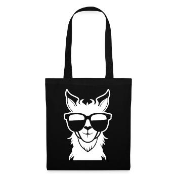 Lustiges Lama mit Sonnenbrille Coole Lamas - Stoffbeutel - Schwarz - Vorne