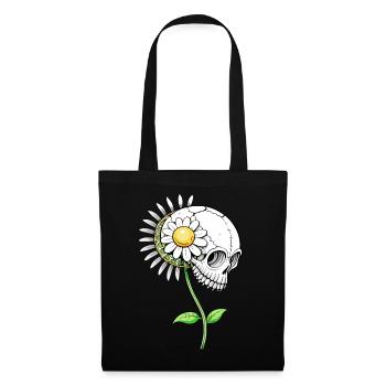 Daisy Skull // Totenkopf Gänseblümchen FS0150 - Stoffbeutel - Schwarz - Vorne