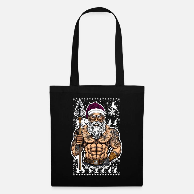 06 Böser Weihnachtsmann Mann Schneeflocken - Stoffbeutel - Schwarz