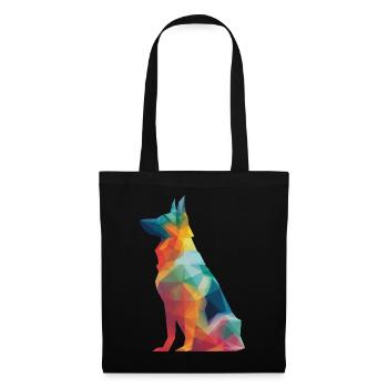 German Shepherd Low Poly Art Desing Colorful - Tote Bag - black - Front