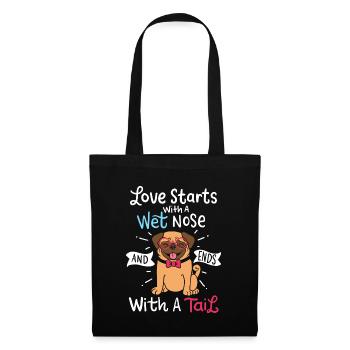 Love Starts With A Wet Nose Ends With A Tail Dog - Tote Bag - black - Front