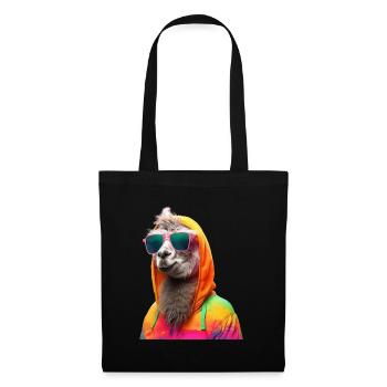 Llama with Sunglasses Colorful Cool Alpaca Llama - Tote Bag - black - Front