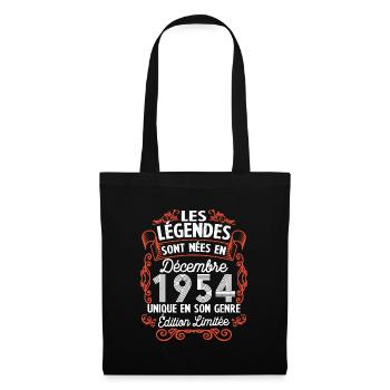Vintage Flourish Cadeau Anniversaire Décembre 1954 - Sac en tissu - noir - Devant