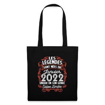 Vintage Flourish Cadeau Anniversaire Janvier 2022 - Sac en tissu - noir - Devant