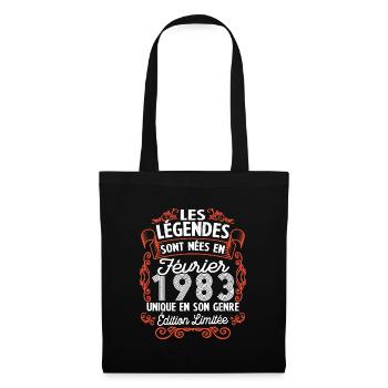 Vintage Flourish Cadeau Anniversaire Février 1983 - Sac en tissu - noir - Devant