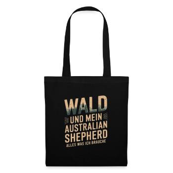 Wald und mein Australian Shepherd - Stoffbeutel - Schwarz - Vorne