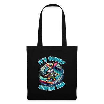 Lapin cool et élégant avec des lunettes de soleil - Sac en tissu - noir - Devant