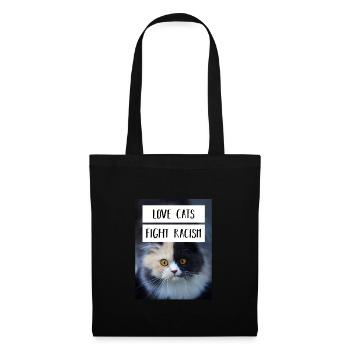 Anti Nazi Love Cats Fight Racism - Stoffbeutel - Schwarz - Vorne