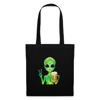 Alien boit de la bière - Sac en tissu - noir - Devant