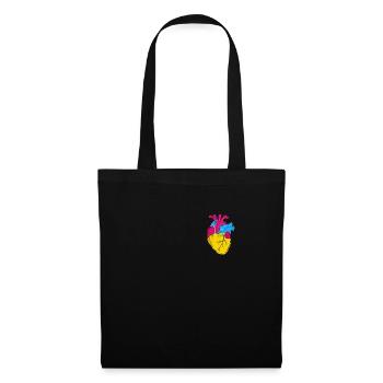 Pan Pride Herz Geschenk Pansexuelle - Stoffbeutel - Schwarz - Vorne