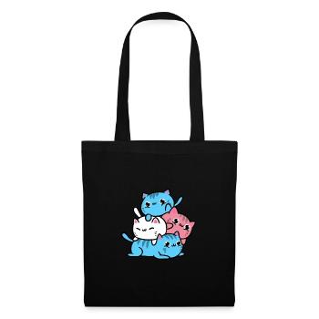 Trans Pride Katzen Geschenk für Transgender - Stoffbeutel - Schwarz - Vorne