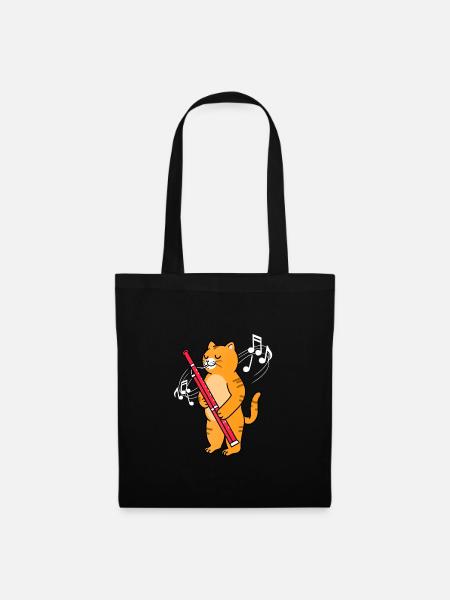 Cat joue du basson pour bassoniste - Sac en tissu - noir