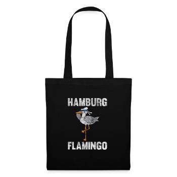 Hamburg Flamingo Möwe lustige Tiere Spruch Norden - Stoffbeutel - Schwarz - Vorne