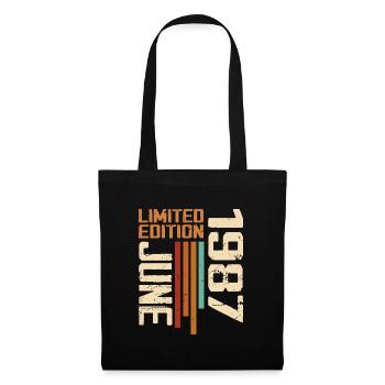 Juin 1987 Cadeau anniversaire Juin 1987 Rétro 1987 - Sac en tissu - noir - Devant