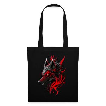 Black and Red Wolf Head with White Magic Symbols - Tote Bag - black - Front