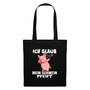 landleben schweinezucht dorfkind schwein pfeift - Stoffbeutel - Schwarz - Vorne