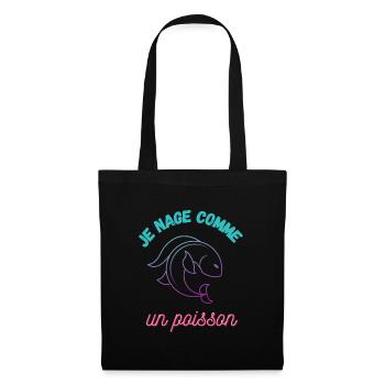 Poisson - Sac en tissu - noir - Devant