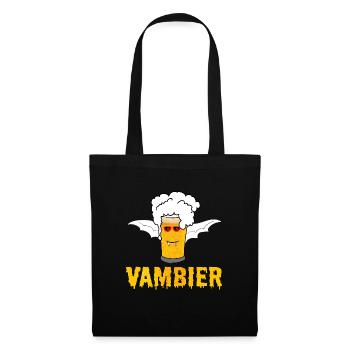 Vambier Halloween Bier Wortspiel Fledermaus Vampir - Stoffbeutel - Schwarz - Vorne