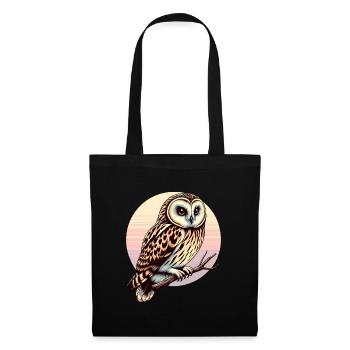 Hibou des marais, hibou, oiseau, oiseau de proie - Sac en tissu - noir - Devant