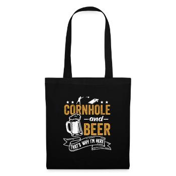 Cornhole und Bier Darum Bin Ich Hier - Stoffbeutel - Schwarz - Vorne