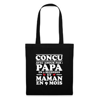 Conçu avec amour par papa et maman en 9 mois - Sac en tissu - noir - Devant