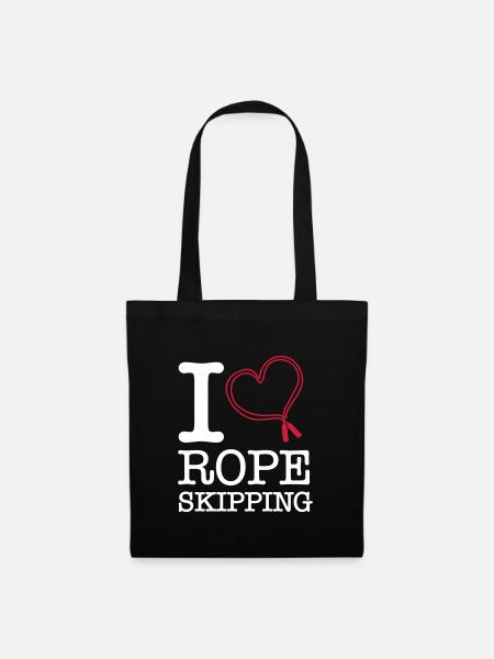 I Love Liebe Herz Seilspringen Rope Skipping - Stoffbeutel - Schwarz