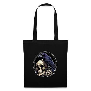 Big Raven Sitting on Sculls - Tote Bag - black - Front