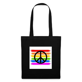 Peacezeichen auf LGBT Regenbogenfahne - Stoffbeutel - Schwarz - Vorne