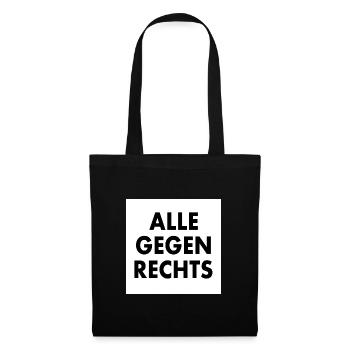 Alle gegen rechts - Stoffbeutel - Schwarz - Vorne