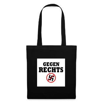 Gegen rechts - Stoffbeutel - Schwarz - Vorne