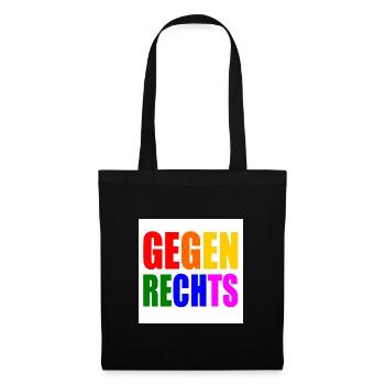 Gegen rechts - Stoffbeutel - Schwarz - Vorne