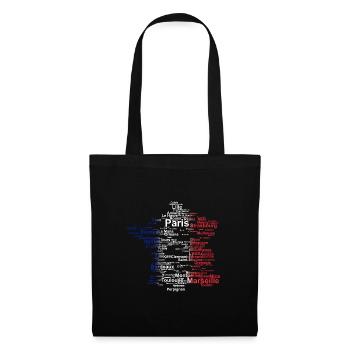 France contour villes drapeau Paris Marseille - Sac en tissu - noir - Devant