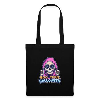 Happy skull with pink hoodie - Tote Bag - black - Front