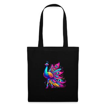 Vibrant illustration of a stylized peacock - Tote Bag - black - Front