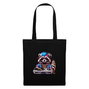 Illustration stylisée d’un DJ raton laveur cool - Sac en tissu - noir - Devant