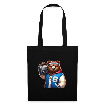 Illustration stylisée d’un ours cool - Sac en tissu - noir - Devant